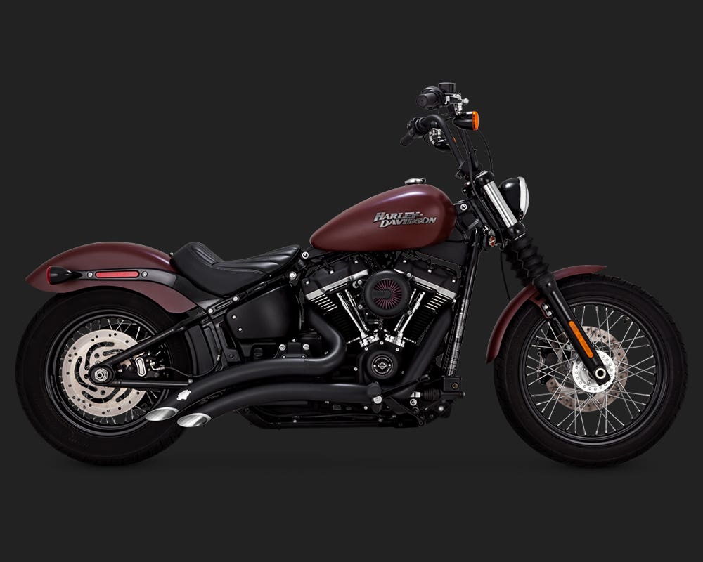 VANCE AND HINES HI-OUTPUT 2-1 SHORT BLACK SOFTAIL 86-17 (EXCL ROCKER/CVO 09 & FXSB/FXSE)