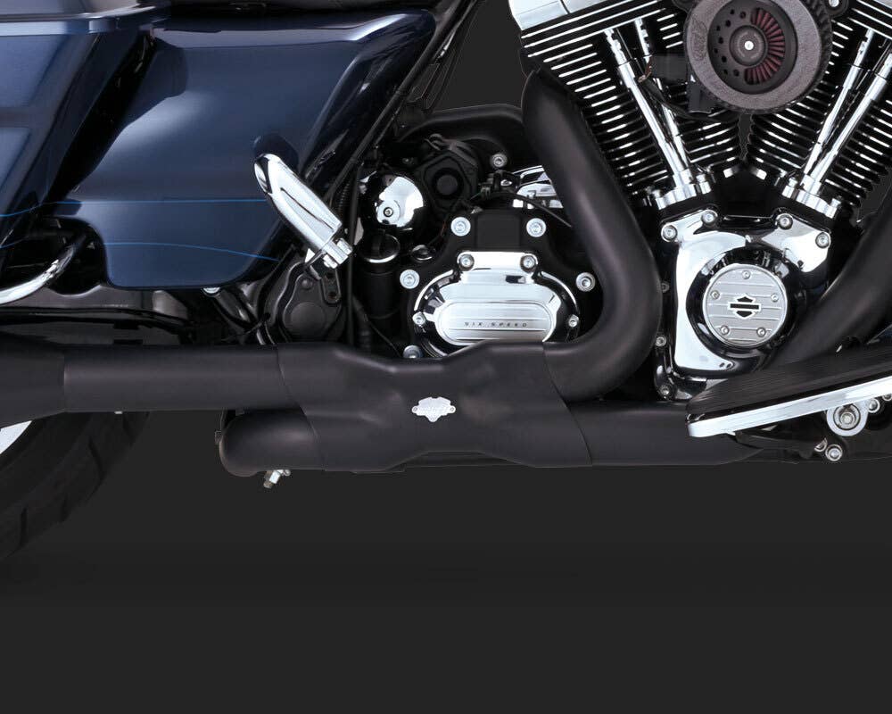 VANCE AND HINES POWER DUALS HEADER PIPES BLACK FOR TOURING 09-16
