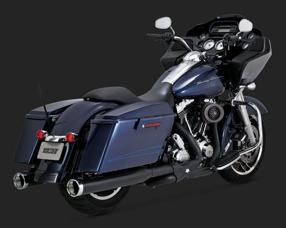 VANCE AND HINES POWER DUALS HEADER PIPES BLACK FOR TOURING 09-16
