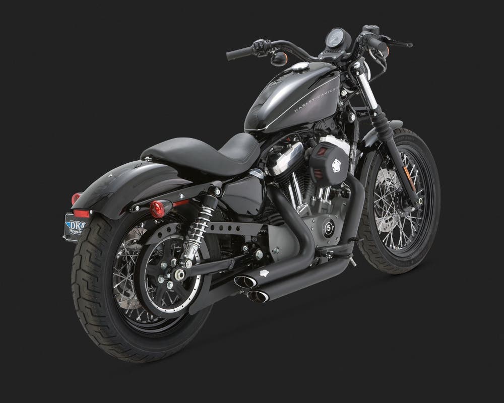 VANCE AND HINES SHORTSHOTS STAGGERED EXHAUST BLACK FOR SPORTSTER 04-13 04-06 MODELS NEED V16925