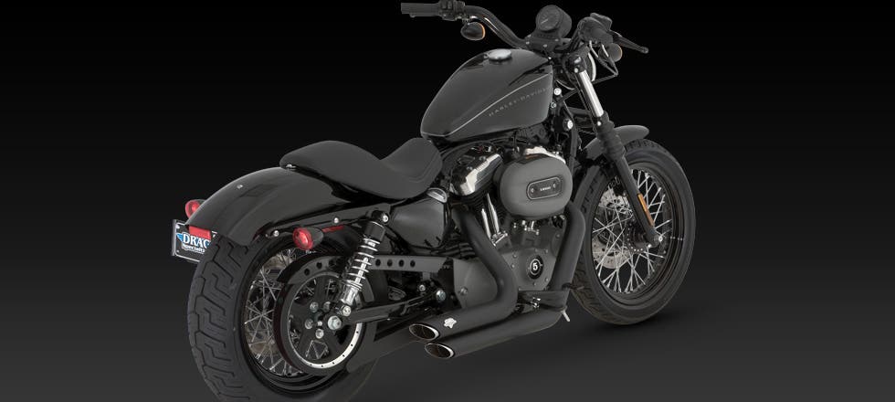 VANCE AND HINES SHORTSHOTS STAGGERED EXHAUST BLACK FOR SPORTSTER 04-13 04-06 MODELS NEED V16925