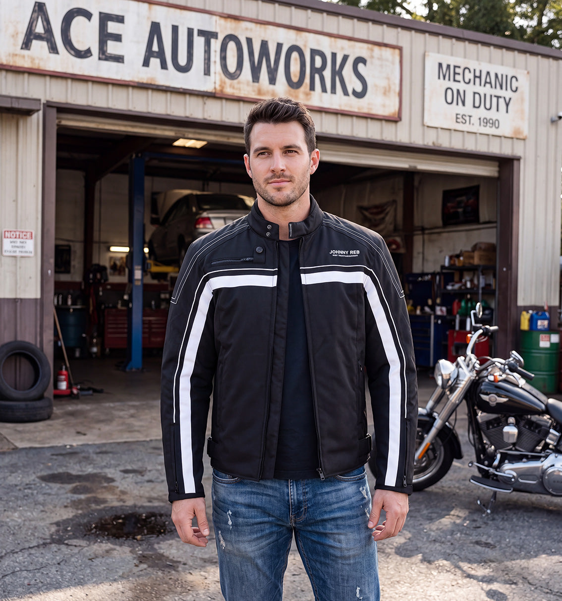 Johnny Reb Men's Waterproof Calder Touring Jacket - Black/ W Stripe - product image 2