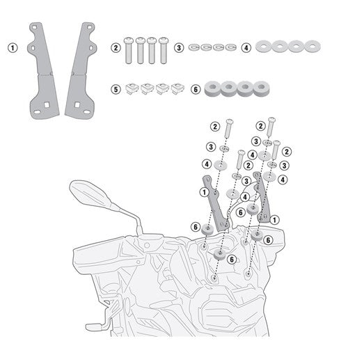 GIVI SPECIFIC WINDSCREEN FITTING KIT - BMW F800GS 24 / F750GS 18-23 (NEEDS SCREEN D5127ST/D5127S/AF5127B)