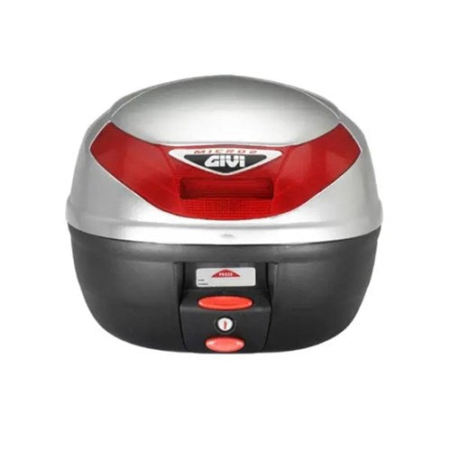 GIVI MONOLOCK TOPCASE -26L BLACK/SILVER/RED - INCLUDES UNIVERSAL PLATE  [ONC01] #