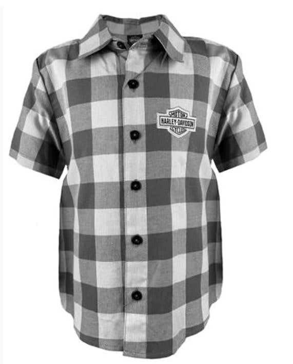 HARLEY-DAVIDSON YOUTH GREY PLAID WOVEN SHIRT
