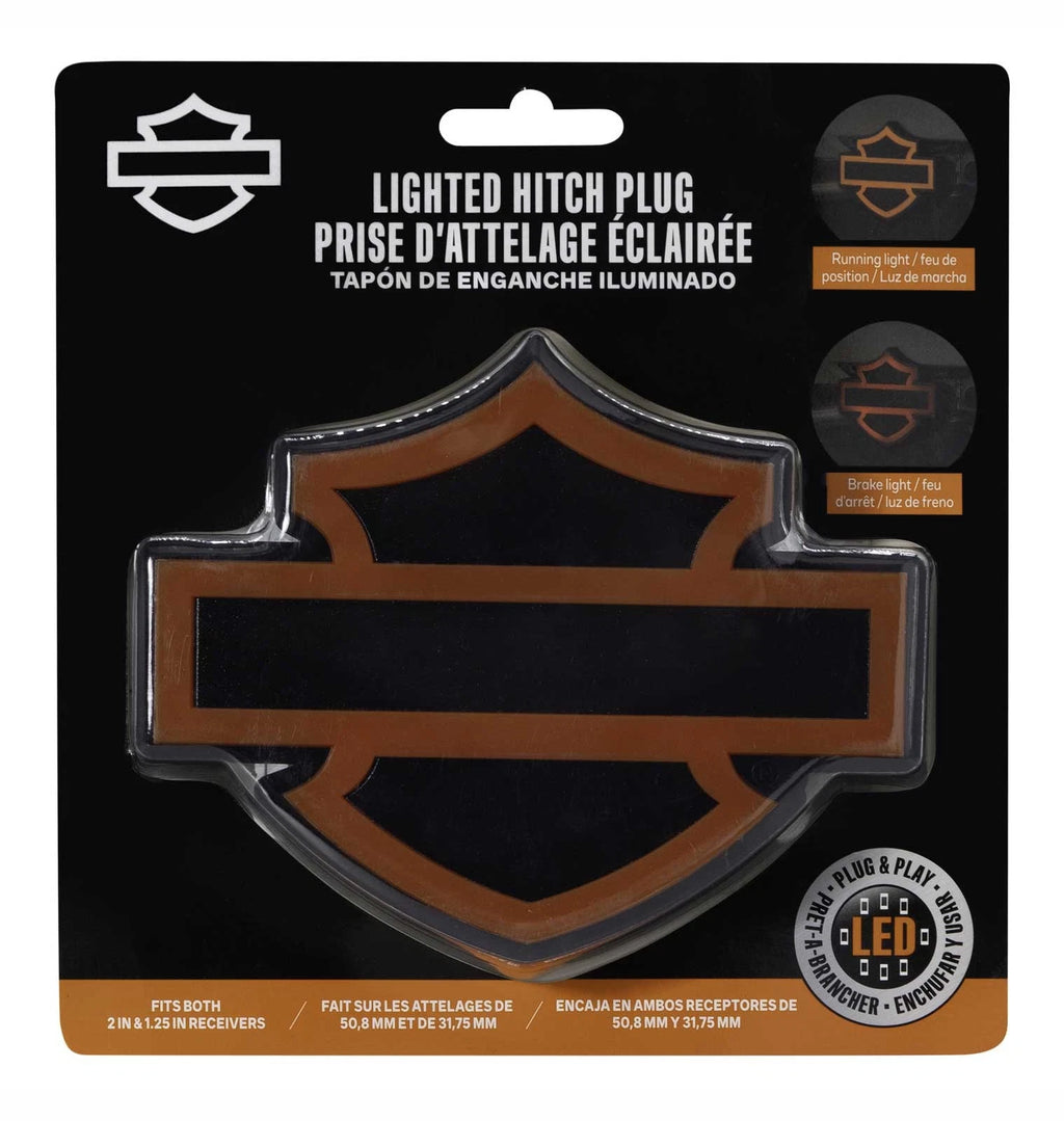 Harley-Davidson Bar & Shield Silhouette Lighted Hitch Plug, Orange/Black