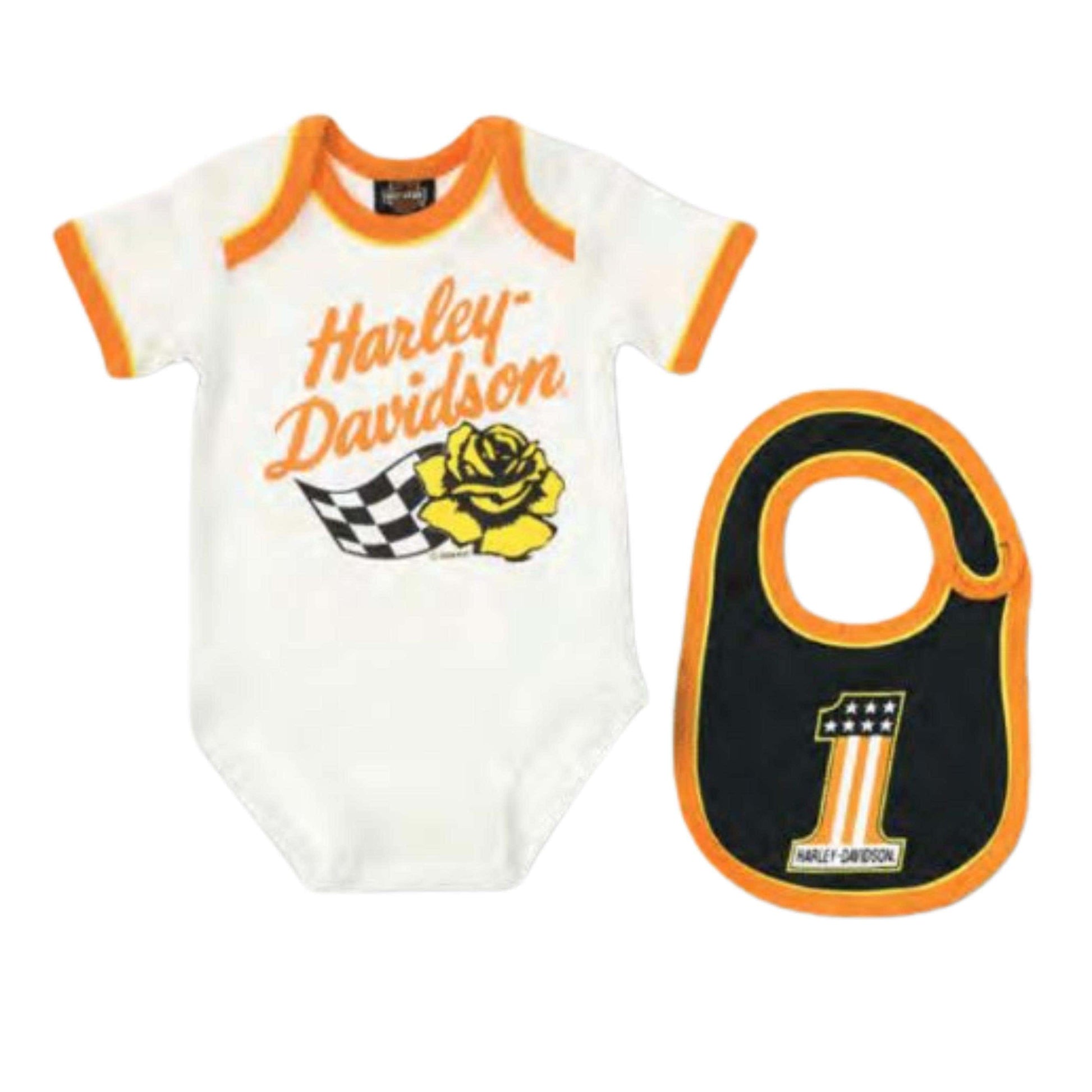 HARLEY-DAVIDSON YOUTH NEWBORN CREEPER AND BIB GIFT SET