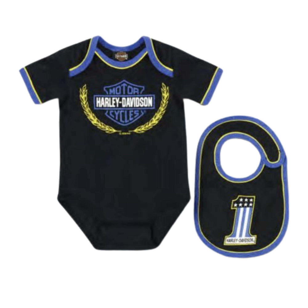 HARLEY-DAVIDSON YOUTH INFANT CREEPER AND BIB GIFT SET