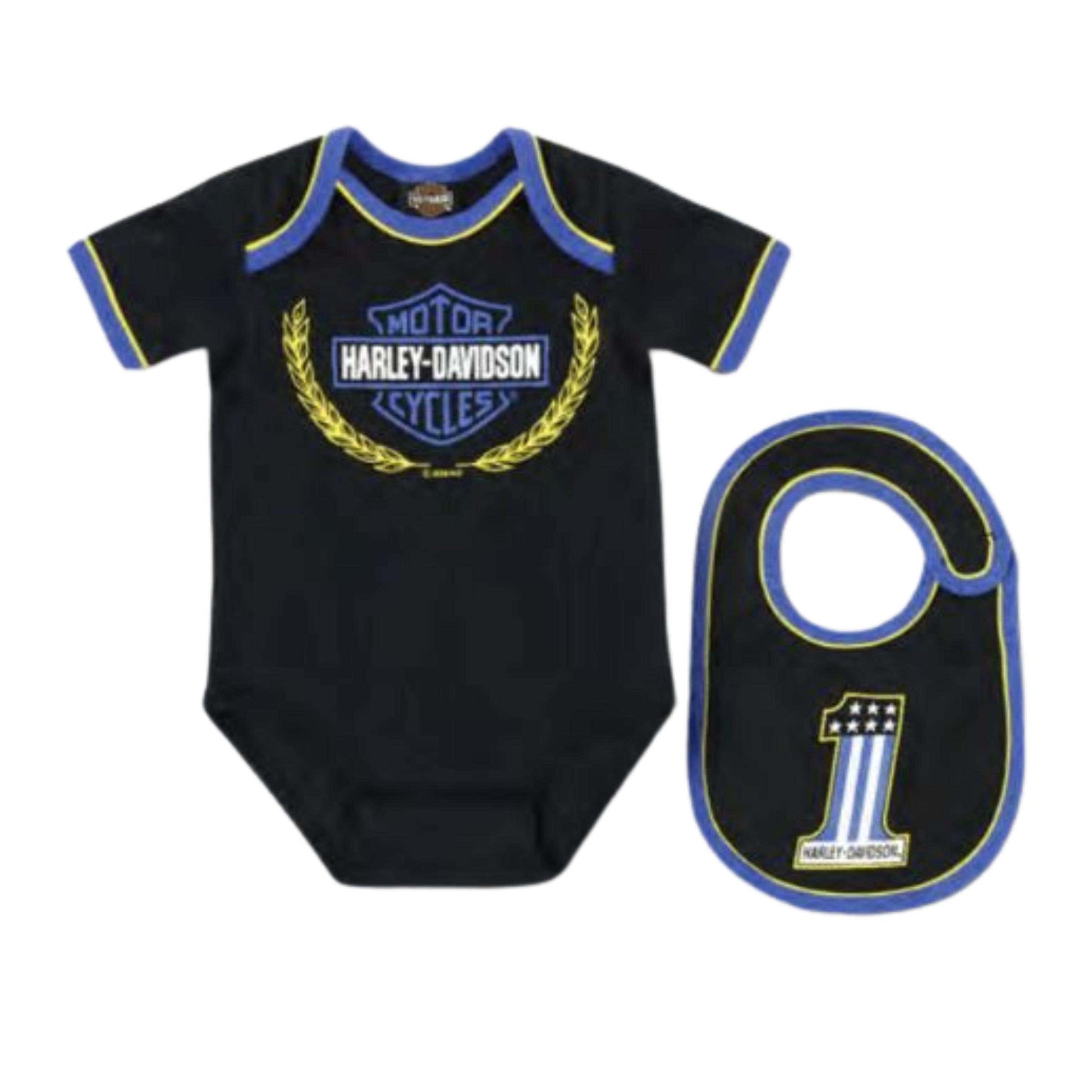 HARLEY-DAVIDSON YOUTH INFANT CREEPER AND BIB GIFT SET