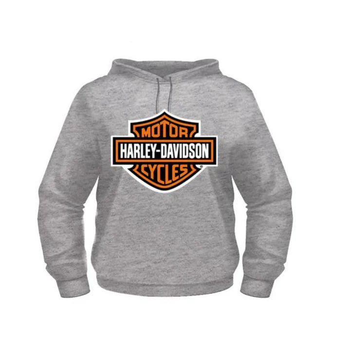 Joe Rascal X Harley-Davidson  Grey Bar and Shield Hoodie - With Orange Logo