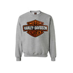 Joe Rascal X Harley-Davidson  Grey Bar and Shield Crew Neck Jumper - With Orange Logo