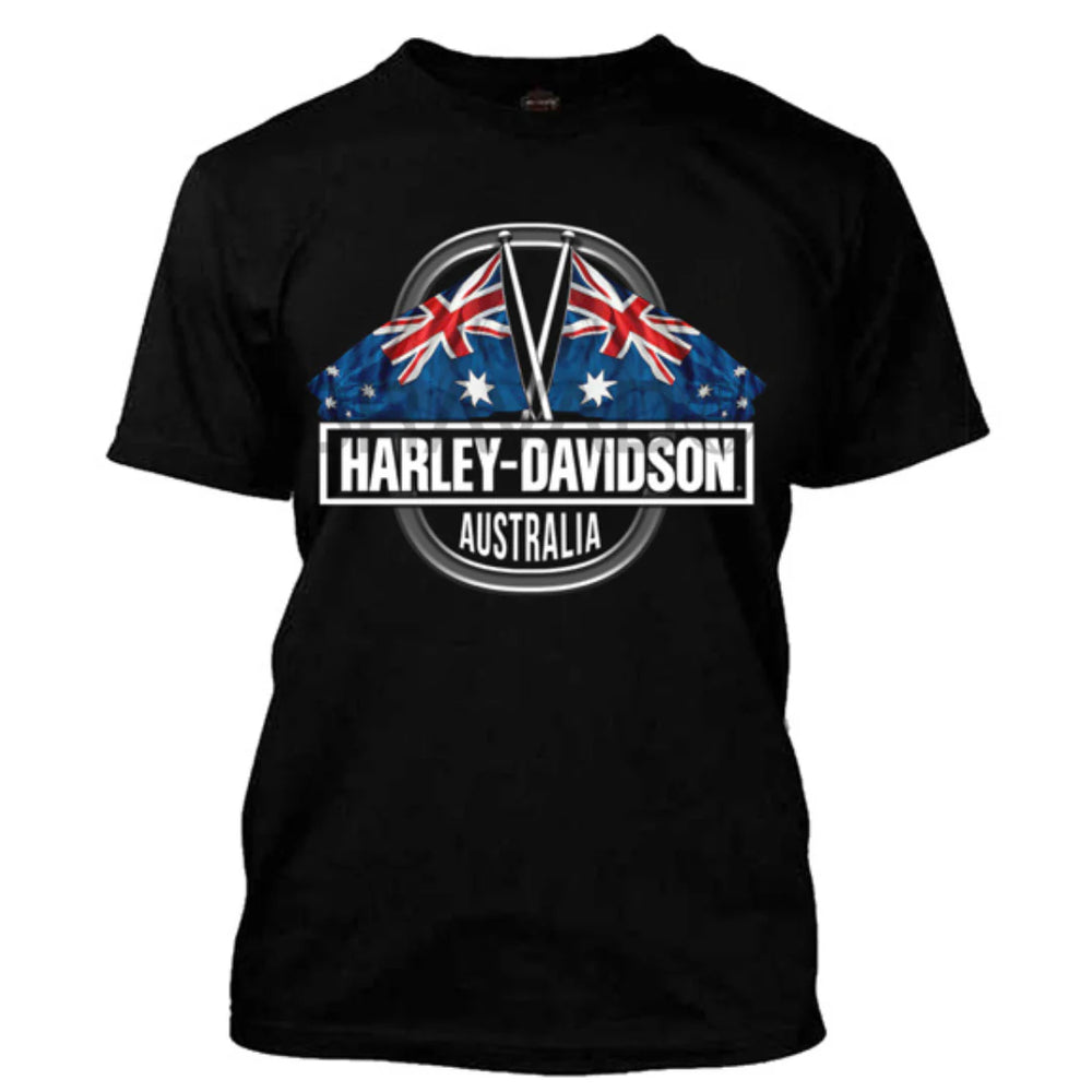 Joe Rascal x Harley-Davidson® Aussie Flag Short Sleeve T-Shirt – Black