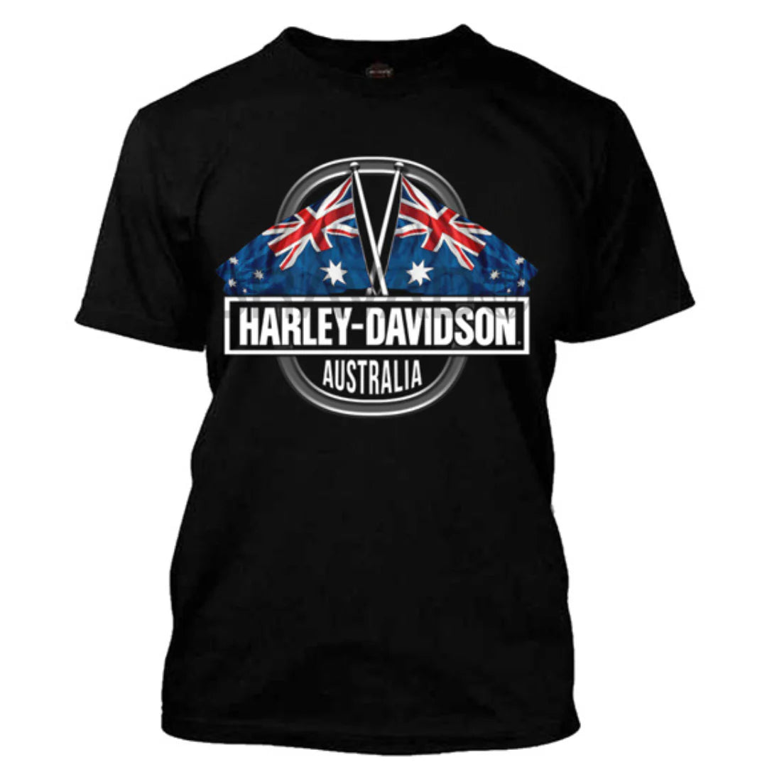 Joe Rascal x Harley-Davidson® Aussie Flag Short Sleeve T-Shirt – Black