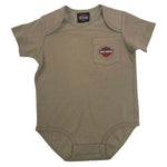 HARLEY-DAVIDSON YOUTH BABY BOYS BAR & SHIELD NEWBORN CHEST POCKET CREEPER  GREEN