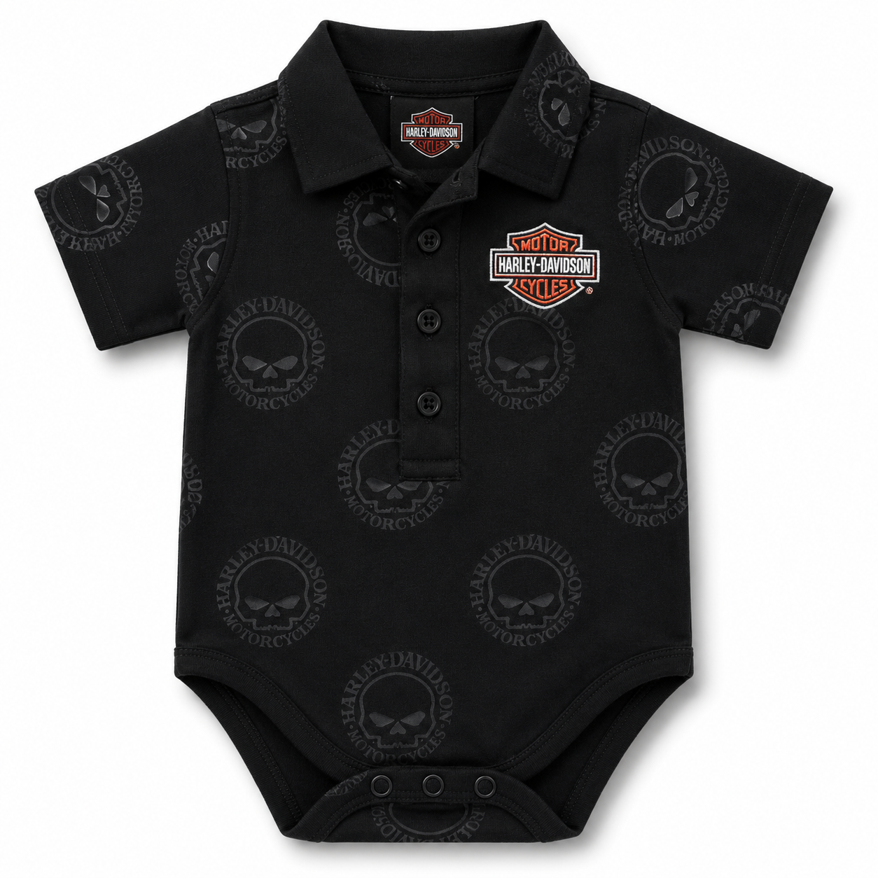 Harley-Davidson Infant Knit Printed Collared Creeper