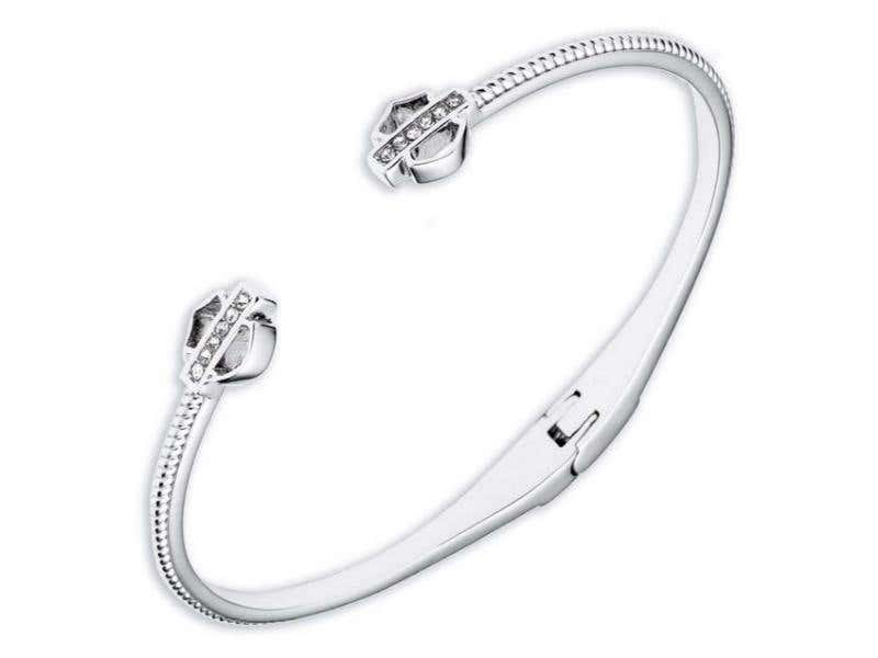 HARLEY-DAVIDSON WOMENS BAR & SHIELD LOGO HINGED BRACELET - STAINLESS STEEL