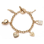 Harley-Davidson Women’s Mother of Pearl Logo Charm Toggle Bracelet – Gold Brass