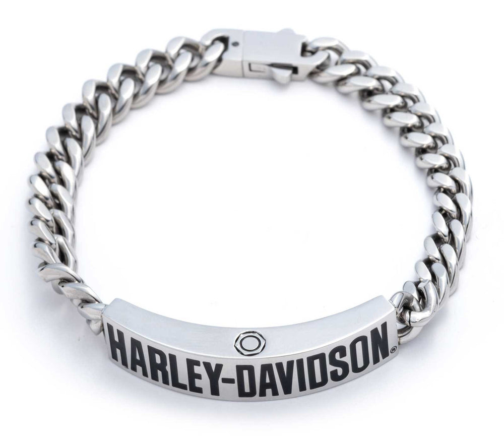 HARLEY-DAVIDSON® Men's 9 in. H-D Logo Curb Chain Bracelet - Stainless Steel