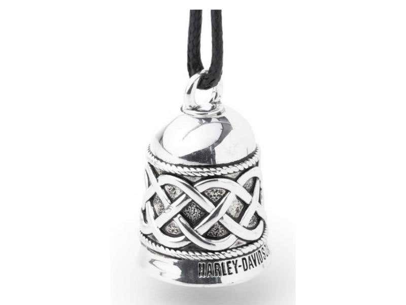 HARLEY-DAVIDSON WEAVE PATTERN BRASS RIDE BELL SILVER PLATING & ANTIQUE DETAILS