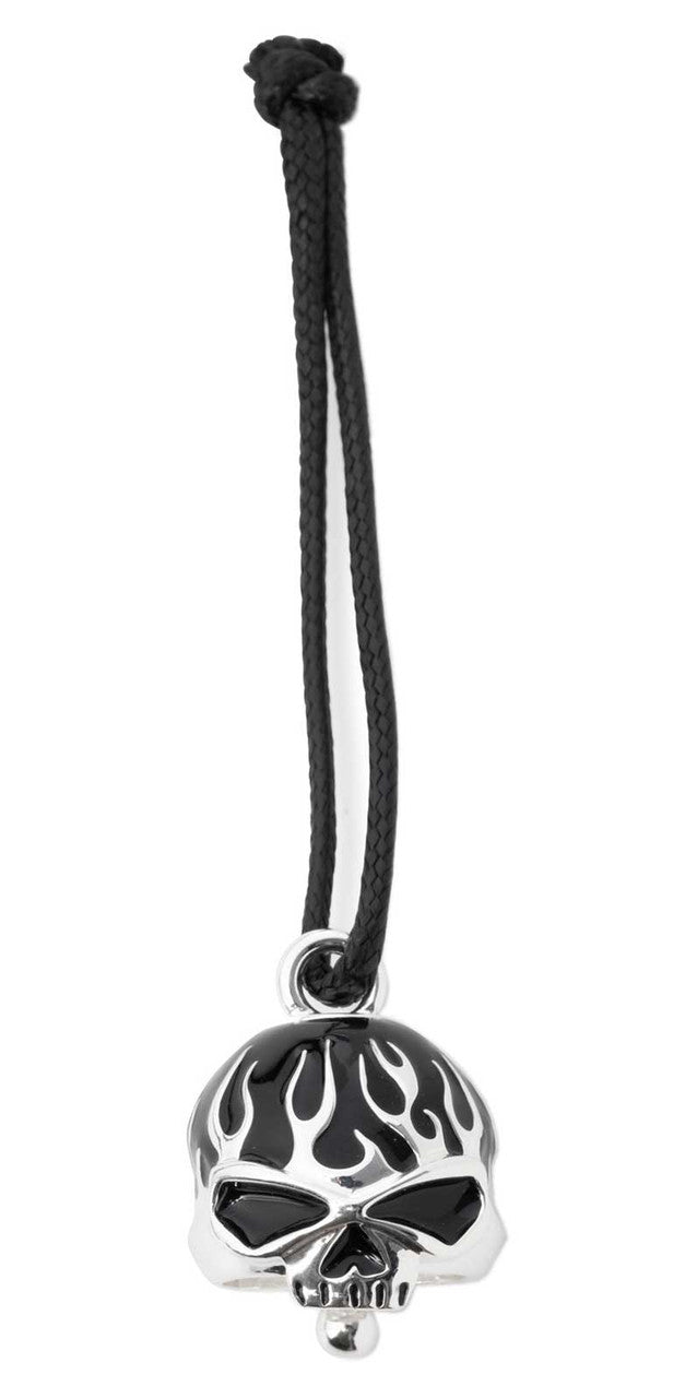 Harley-Davidson Skull Head with Black Flames Ride Bell – Silver Finish
