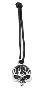 Harley-Davidson Skull Head with Black Flames Ride Bell – Silver Finish