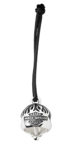 Harley-Davidson Skull Head with Black Flames Ride Bell – Silver Finish