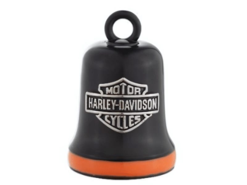 HARLEY-DAVIDSON BLACK LOGO ENGRAVED RIDE BELL WITH ORANGE ACCENTS