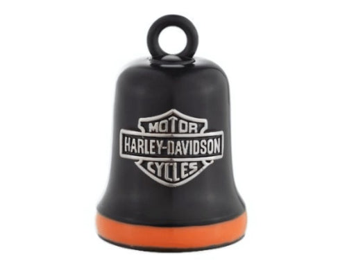 HARLEY-DAVIDSON BLACK LOGO ENGRAVED RIDE BELL WITH ORANGE ACCENTS