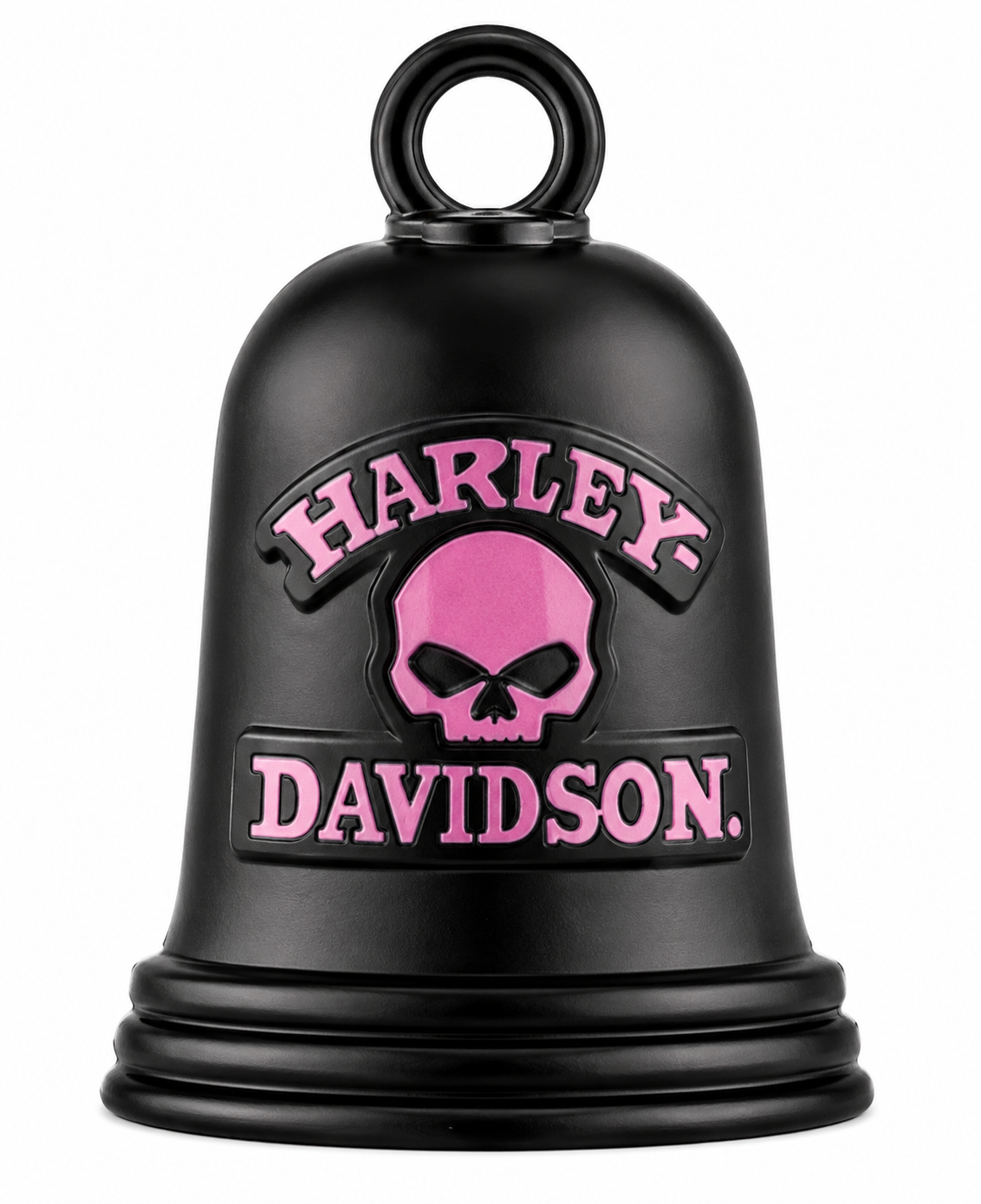 Harley-Davidson And Willie G Skull Logo Matte Blk Ride Bell With Hot Pink Script