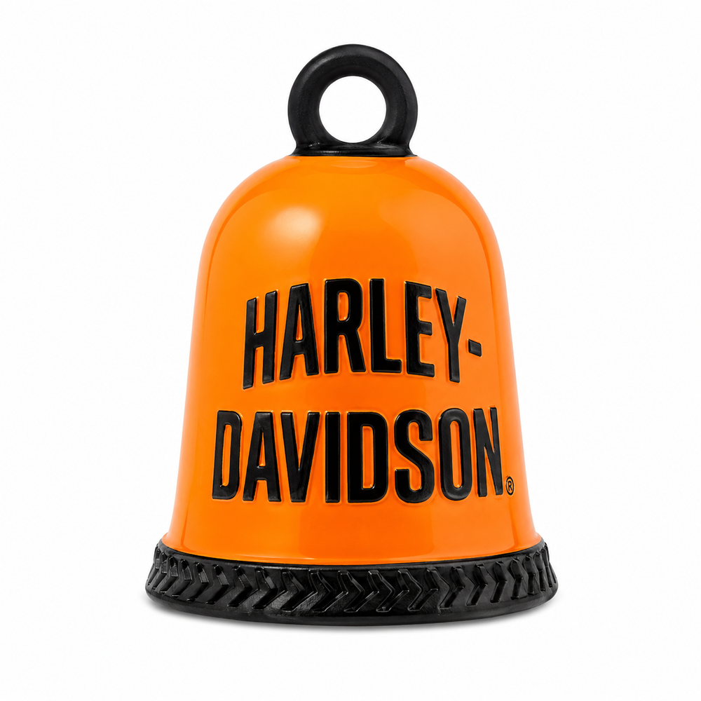 Harley-Davidson Vintage Hd® Script Logo Ride Bell In Orange Plate And Matte Black