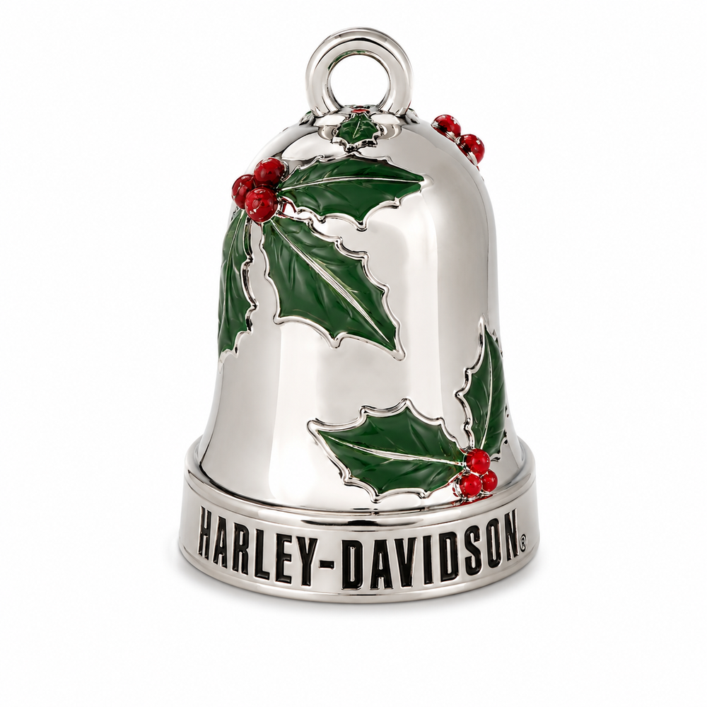Harley-Davidson Festive Holly B&S Ride Bell In Silver Tone And Mlti Enamel Plate