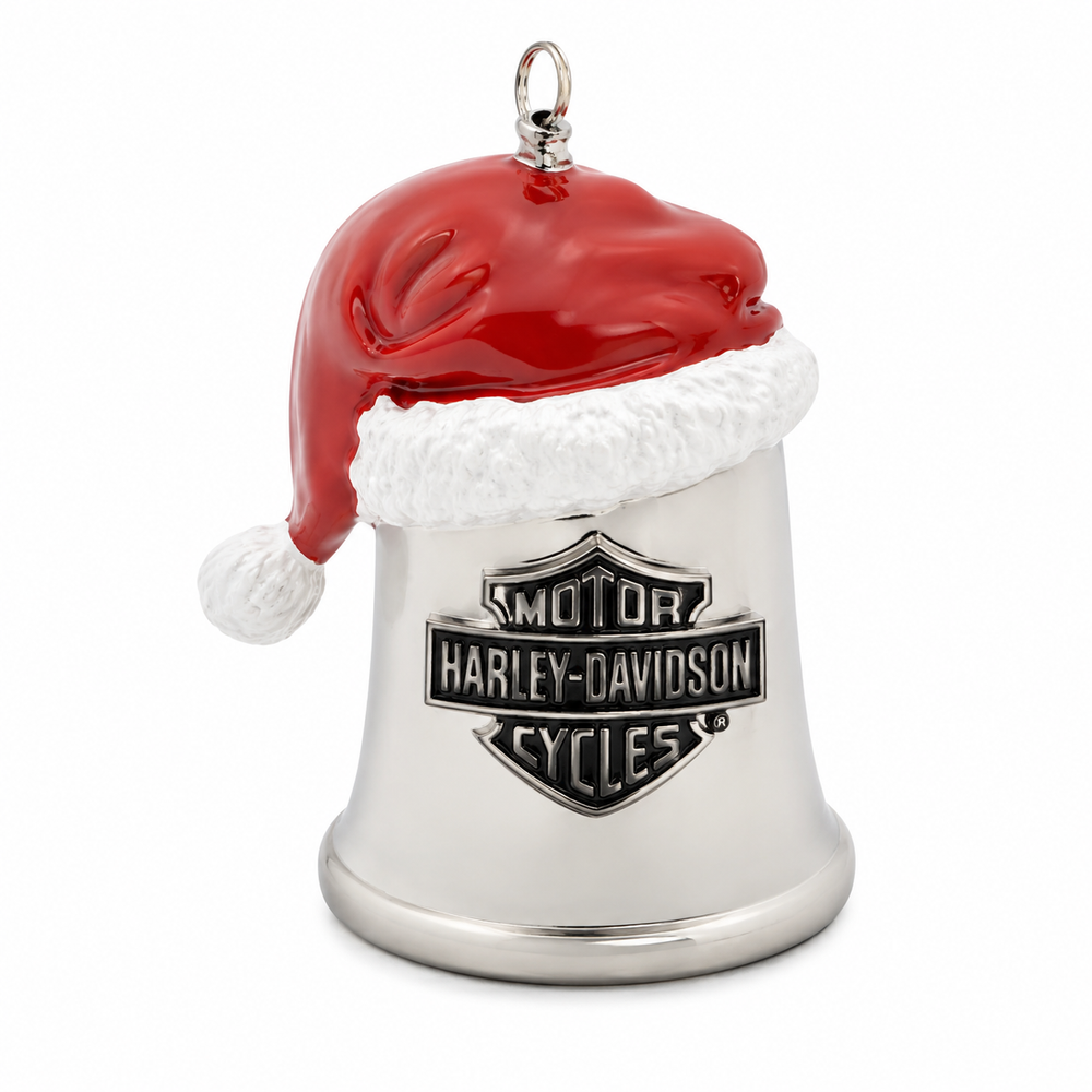 Harley-Davidson Red Santa Hat B&S Ride Bell In Red And Silver Tone Plate