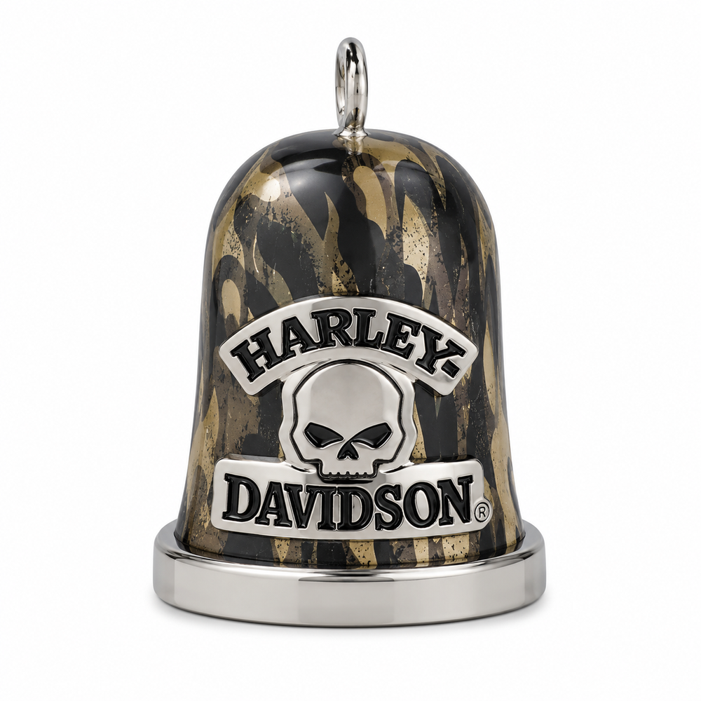 Harley-Davidson Hd® Willie G Skull Camo Print Ride Bell In Mlti Enamel And Silver Tone Plate