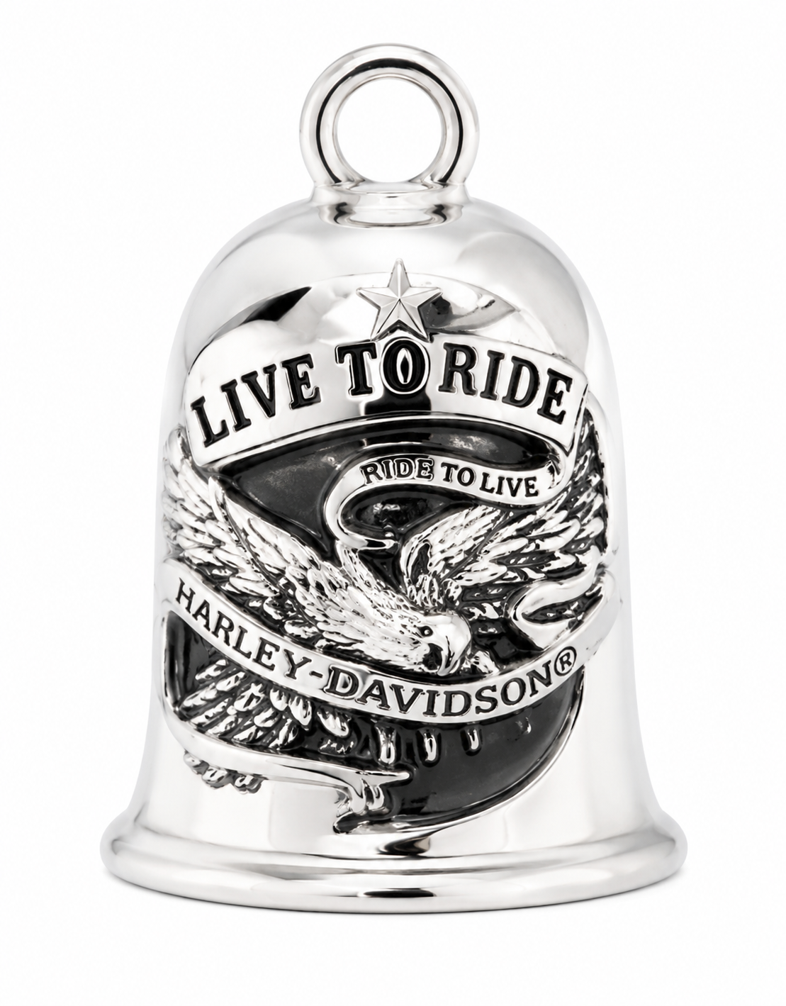 Harley-Davidson Flying Eagle Live To Ride Banner Ride Bell In Silver Tone