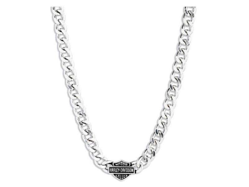 HARLEY-DAVIDSON MENS MENS 22 IN. BAR & SHIELD PENDANT CURB CHAIN NECKLACE STEEL