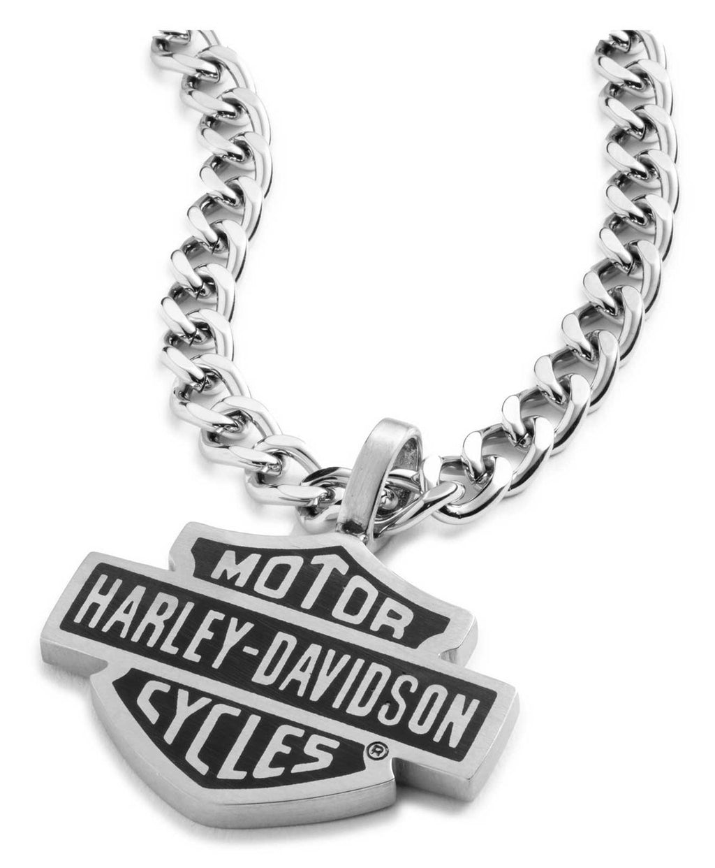 Harley-Davidson ® Men's 24 in. Bar & Shield Script Chain Necklace, Stainless Steel