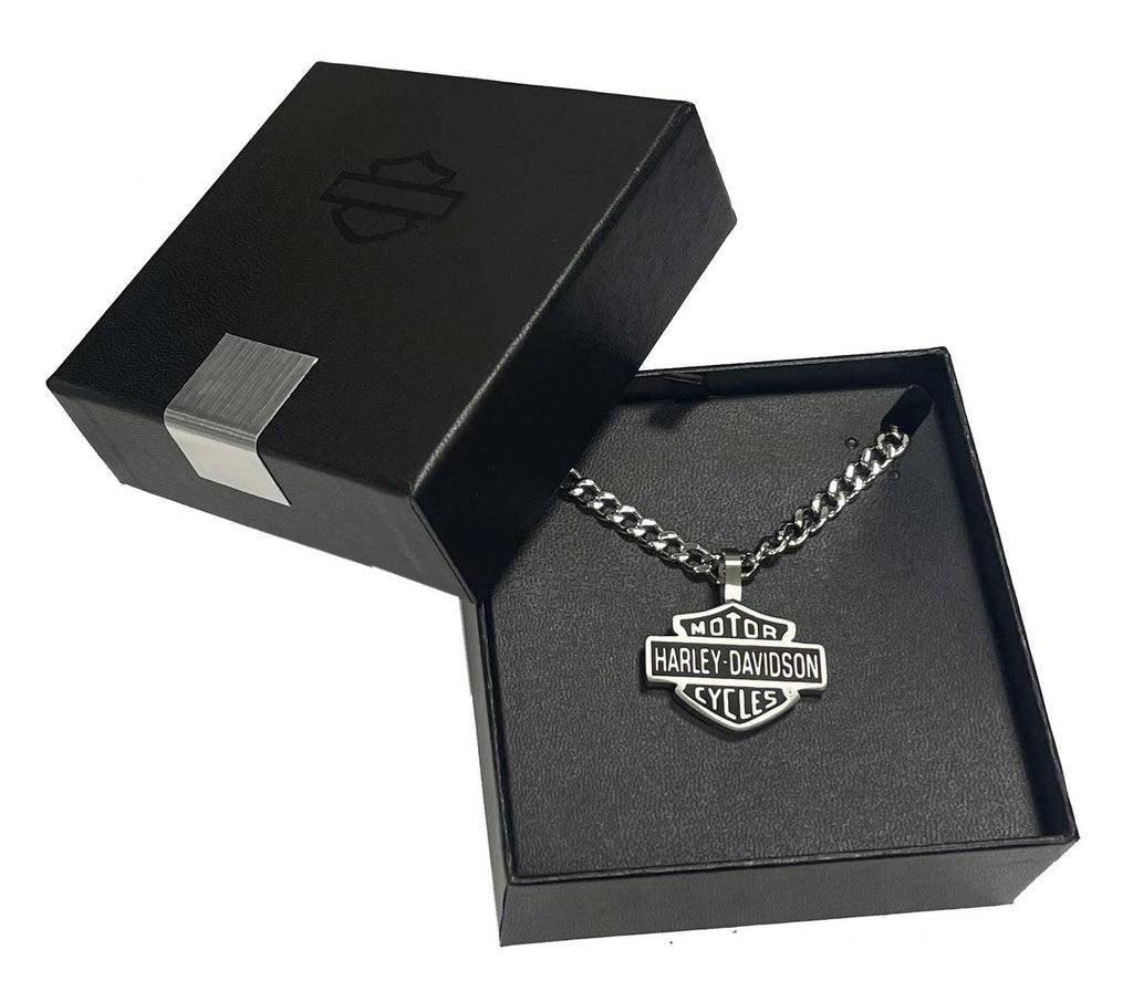 Harley-Davidson ® Men's 24 in. Bar & Shield Script Chain Necklace, Stainless Steel