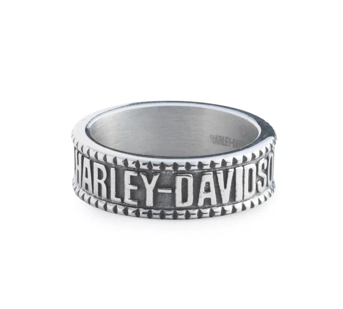 Harley-Davidson Men’s H-D Raised Logo Band Ring – Stainless Steel