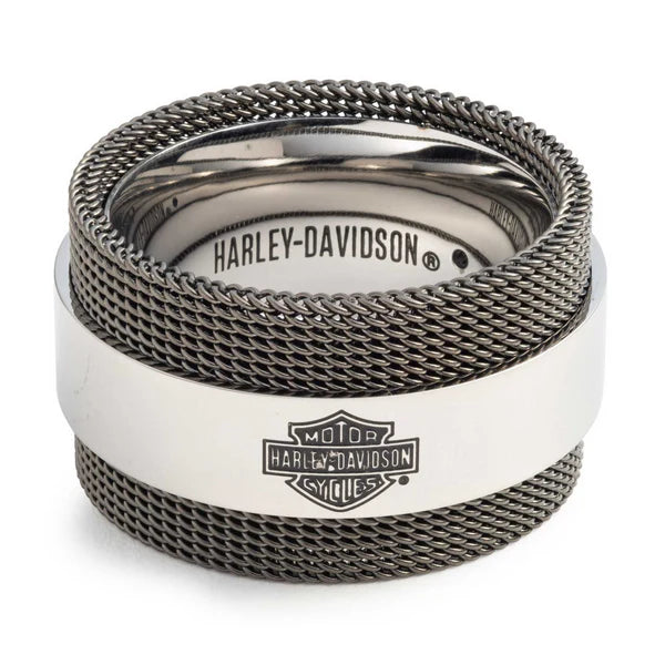 Harley-Davidson ® Men's Bar & Shield Mesh Chain Ring – Stainless Steel