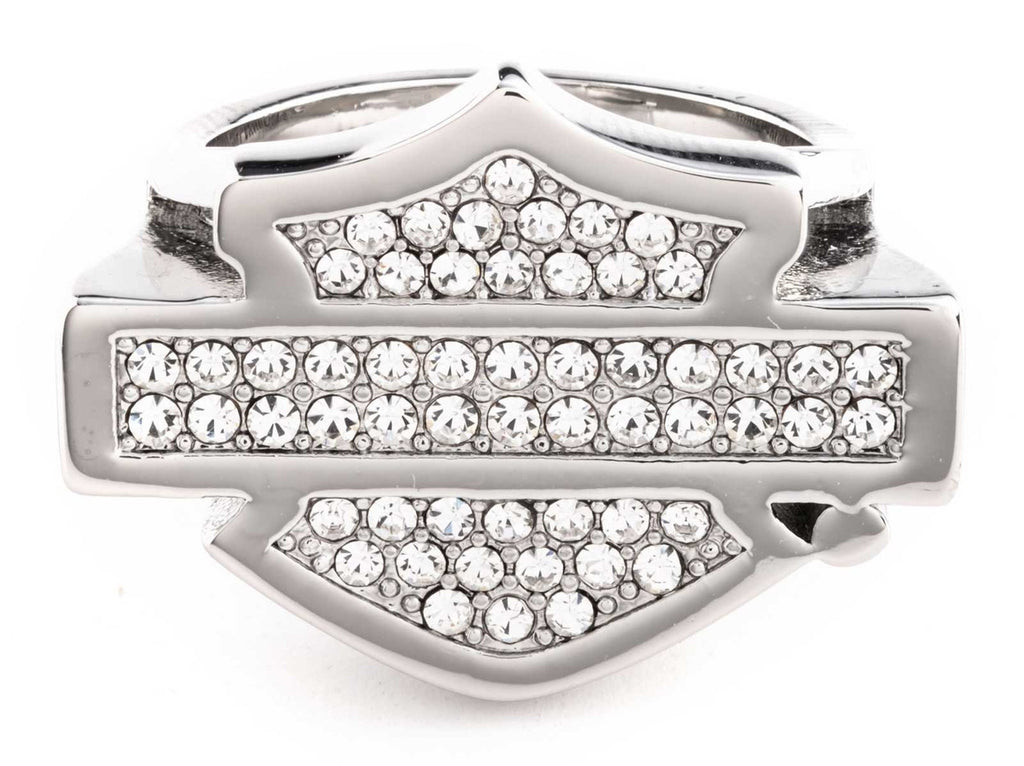 Harley-Davidson ® Women's Paved Crystal Bar & Shield Logo Ring, Sterling Silver