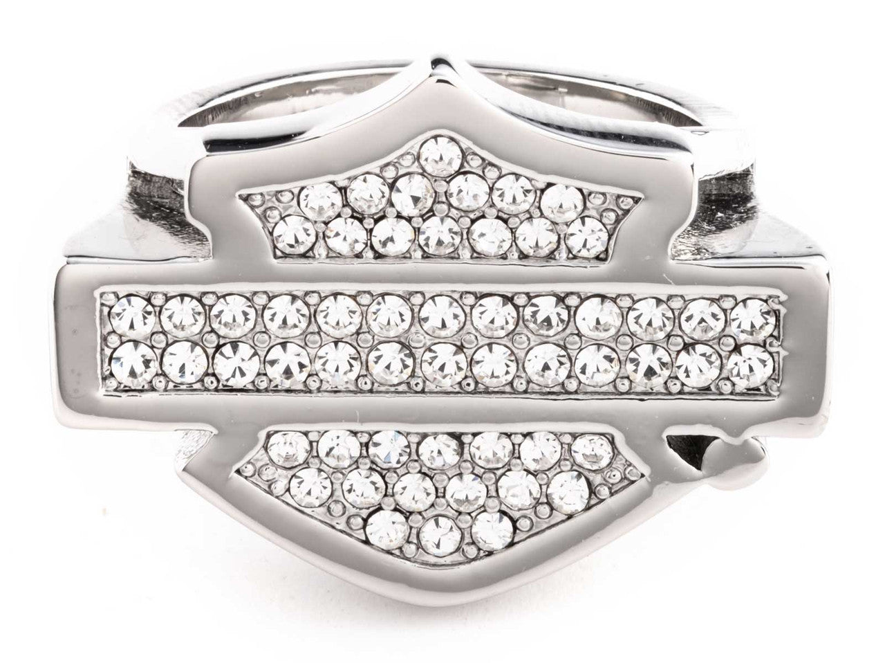 HARLEY-DAVIDSON® Women's Paved Crystal Bar & Shield Logo Ring, Sterling Silver