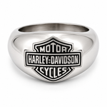 Harley-Davidson Mens  Stainless Steel B&S Faceted Ring