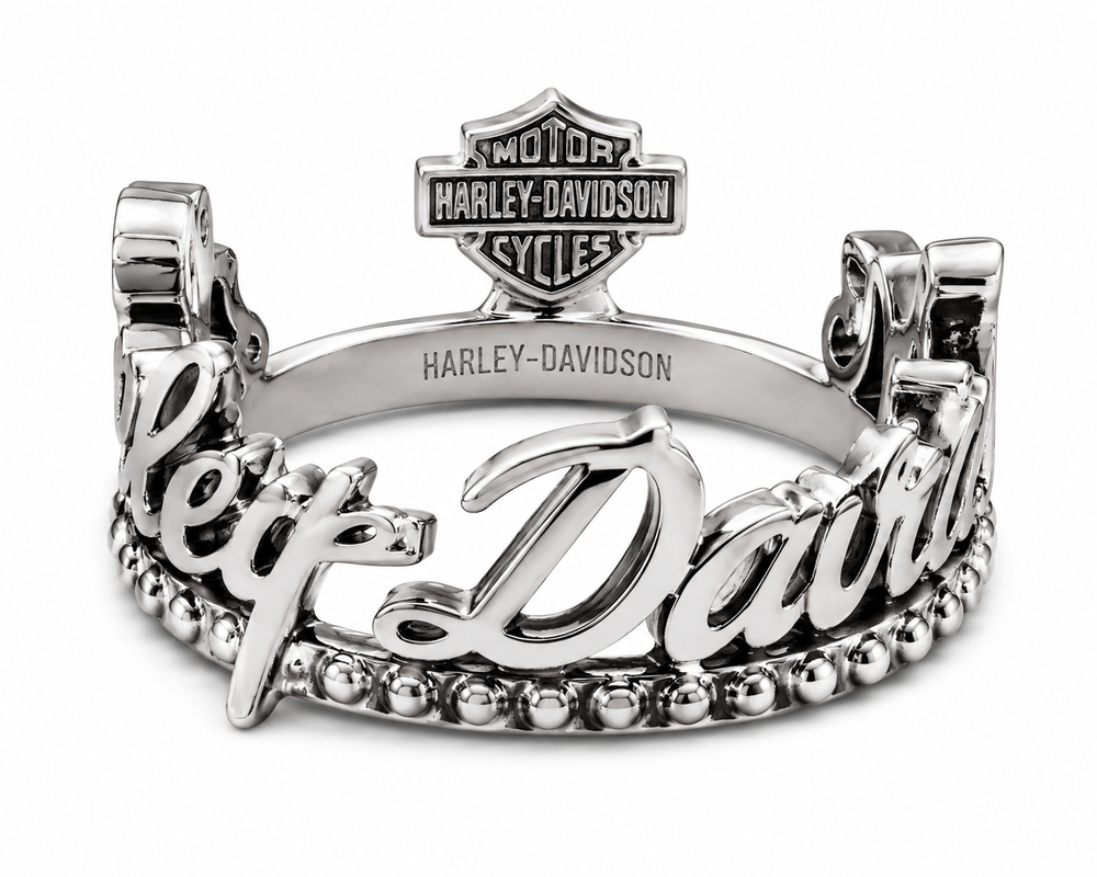 Harley-Davidson Womens Brass With Silver Tone Script Ring