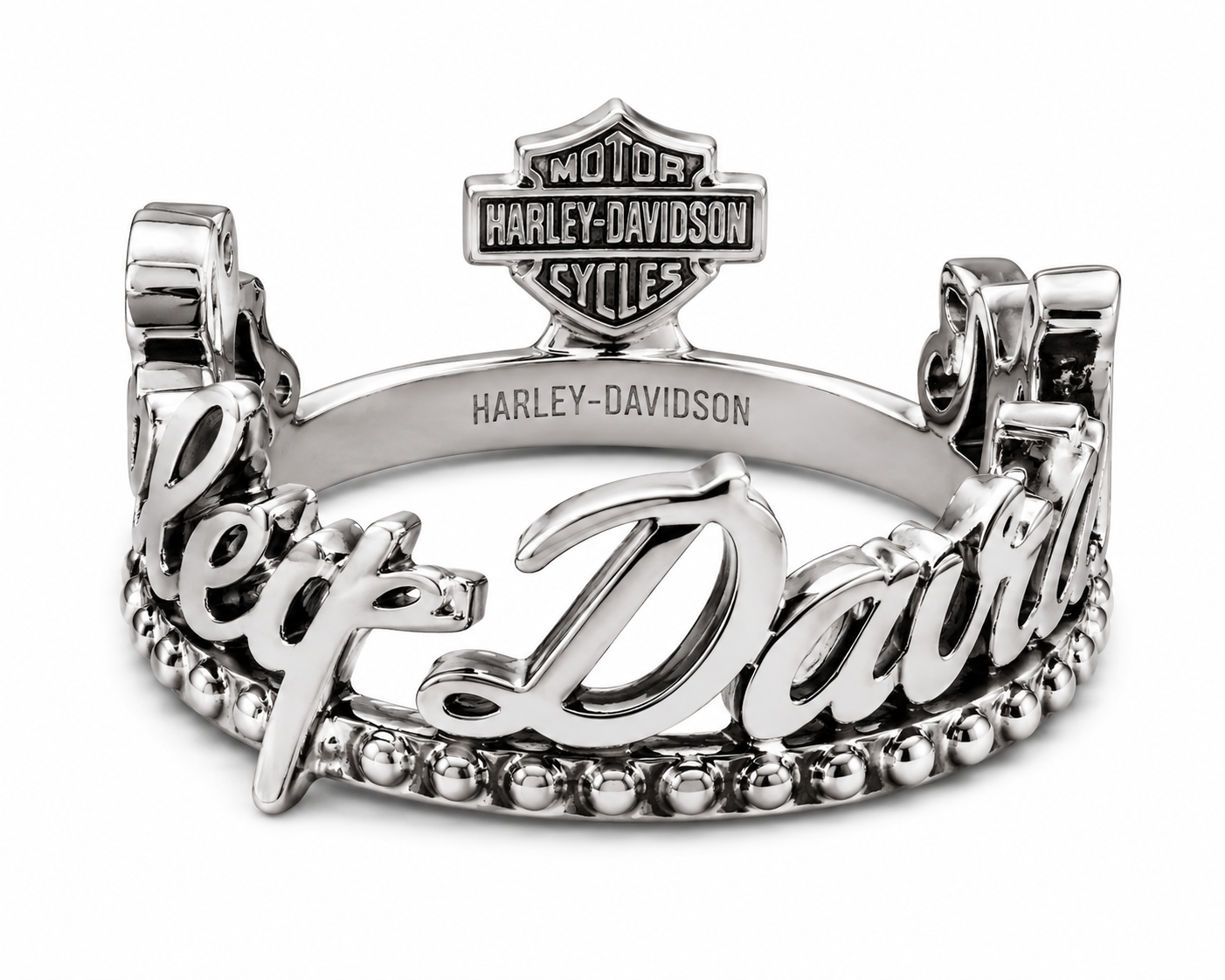 Harley-Davidson Womens Brass With Silver Tone Script Ring