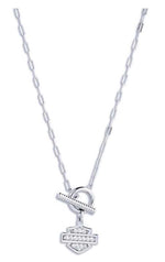 Harley-Davidson Women's 16 in. Bar & Shield Logo Toggle Pendant Necklace, Silver