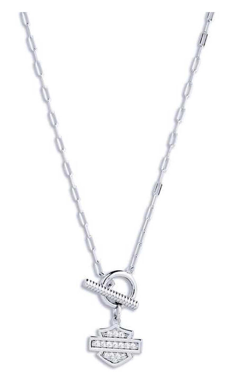 Harley-Davidson Women's 16 in. Bar & Shield Logo Toggle Pendant Necklace, Silver