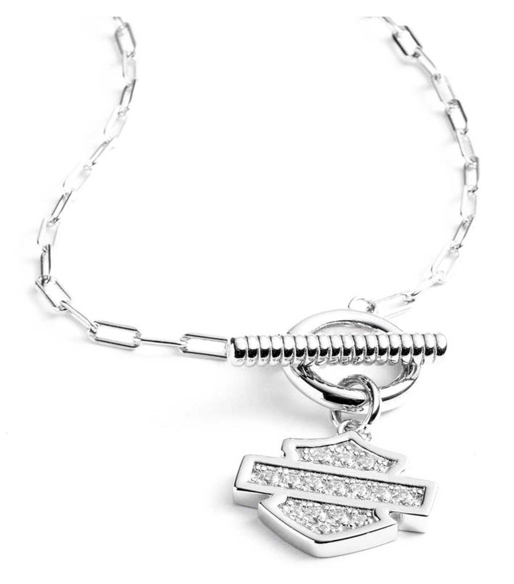 Harley-Davidson Women's 16 in. Bar & Shield Logo Toggle Pendant Necklace, Silver