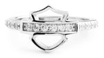Harley-Davidson Women's Embellished Bar & Shield Logo Ring, Sterling Silver