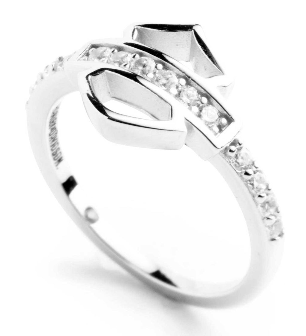 Harley-Davidson Women's Embellished Bar & Shield Logo Ring, Sterling Silver