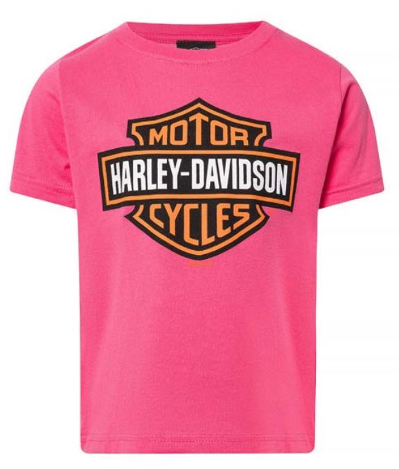 Joe Rascal  X Harley-Davidson Dealer wear - Kid's Bar & Shield Short Sleeve Tee Pink